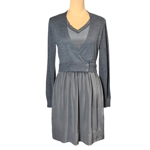 Vintage Babydoll Dress Sz.M Gray  Office Siren Career Work Twee Minimalist - Picture 3 of 13